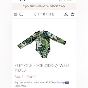 Citrine Green Floral Long Sleeve swimsuit - 3t